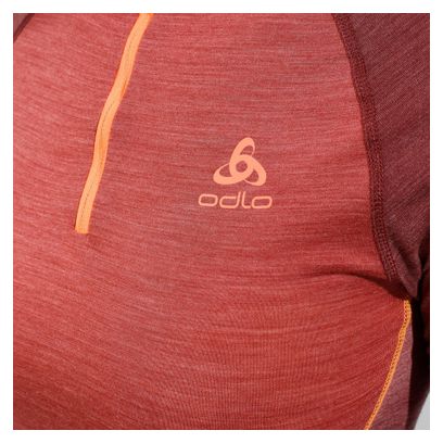 Base Layer Femme Odlo 1/2 Zip Performance Wool 150 Rouge