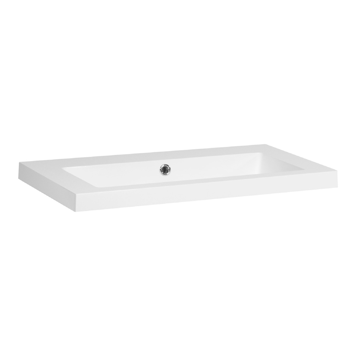 Brauer Solar Medium wastafel mineraalmarmer 80cm zonder kraangat wit glans