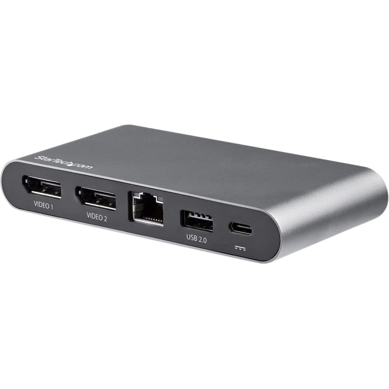 StarTech.com Dock USB-C à double affichage Displayport 4K - Mini Station d'Accueil - Power Delivery Passthrough 100 W - GbE - Hub USB-A 2 Ports - Adaptateur Multiport USB Type C - Câble 1m