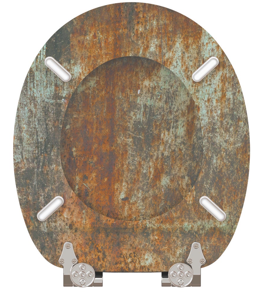 Roestige toiletbril met soft-close mechanisme