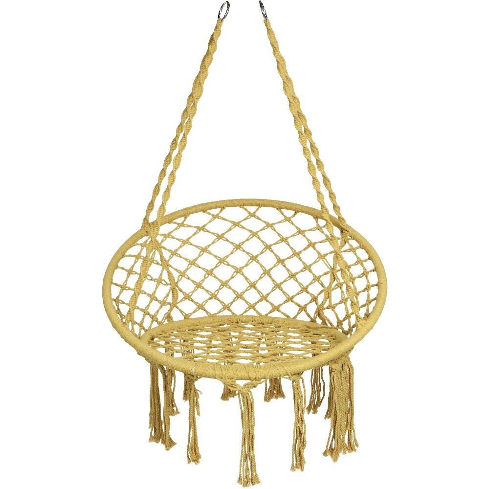 Siège suspendu rond Natura macramé ocre 80x60xH125cm