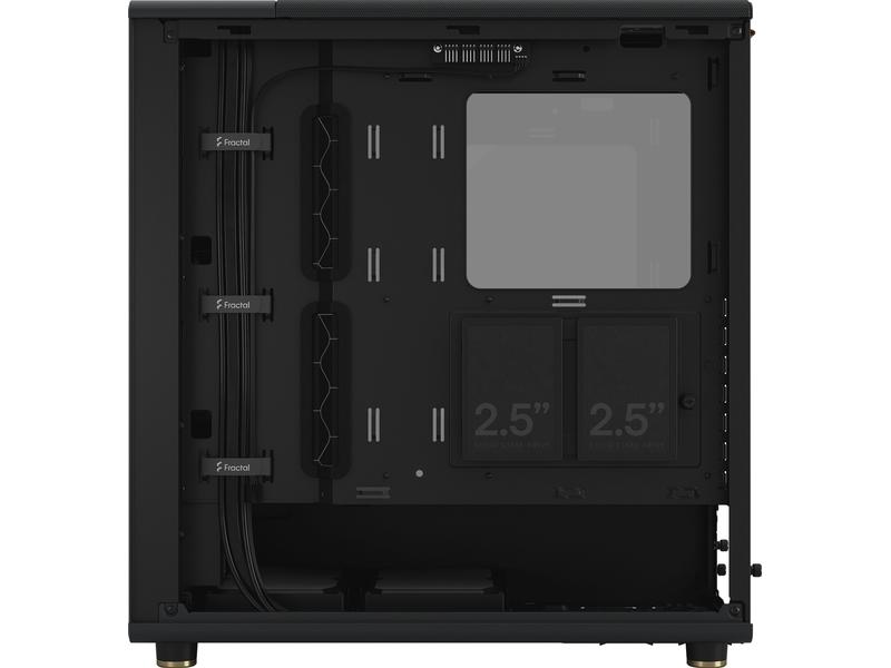 Fractal Design PC-Gehäuse North TG Schwarz Elegantes Gehäuse mit Seitenfenster und offener Front aus echtem Walnussholz