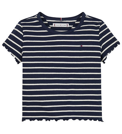 Tommy Hilfiger T-shirt - Rib - Blåe Base White Stripe