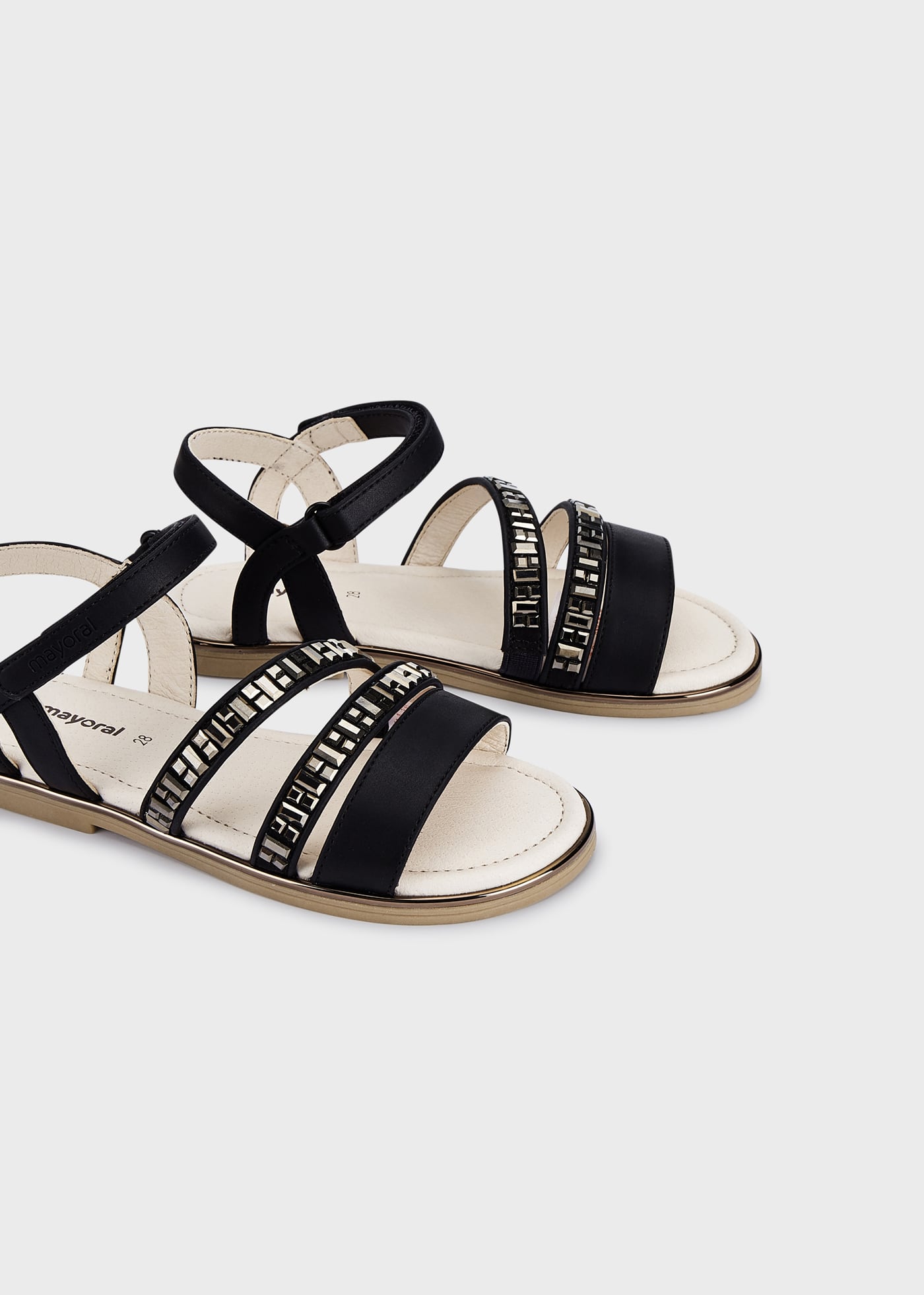 Sandália com glitter e fecho de velcro para meninas