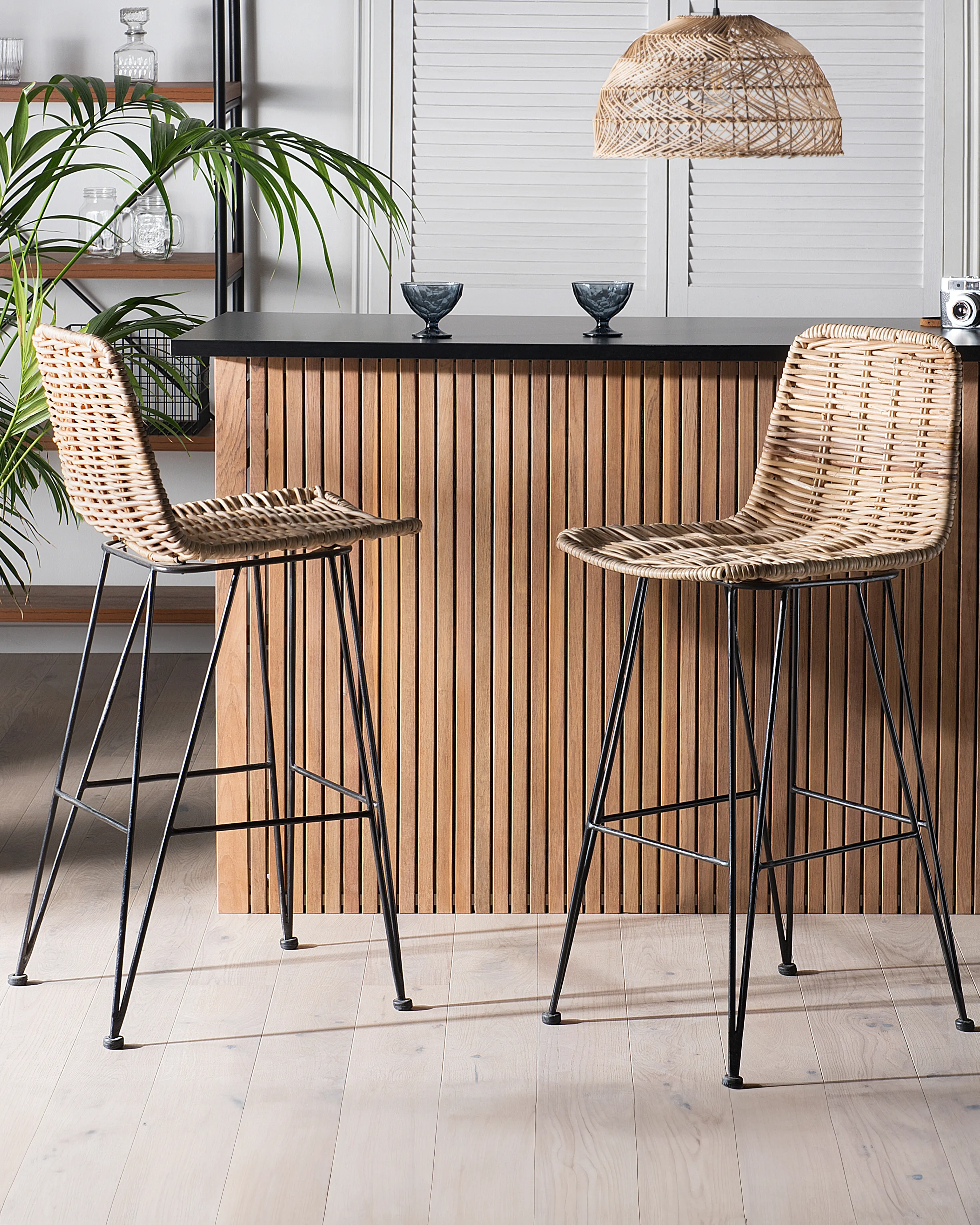 Set van 2 barstoelen CASSITA Rotan Natuurlijk