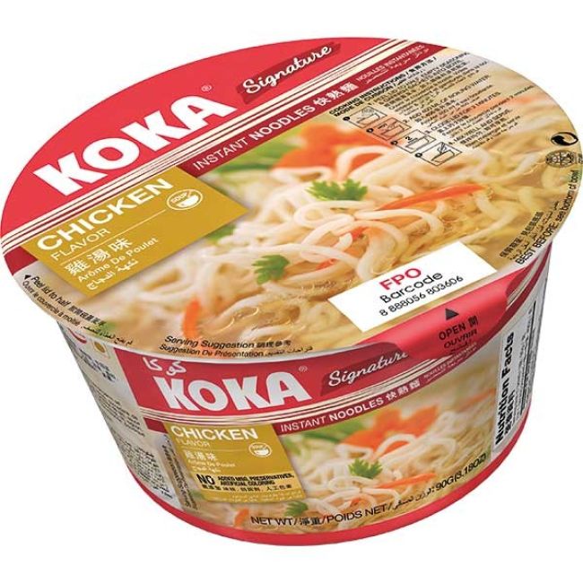 Koka Instant Noedels Bowl Kippenvlees Smaak (zonder MSG) 90g