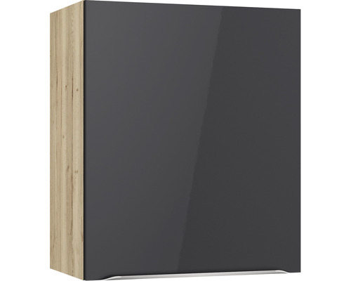 Optifit wandkast Linus984 BxDxH 60x34,9x70,4 cm antraciet glanzend gedemonteerd scharnier omkeerbaar (links of rechts te monteren)