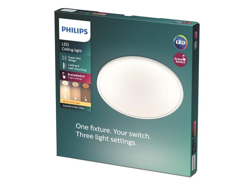 Philips Deckenleuchte LED SceneSwitch CL550 1300 lm 2700K, 3-in-1 LED Leuchte zur Deckenmontage