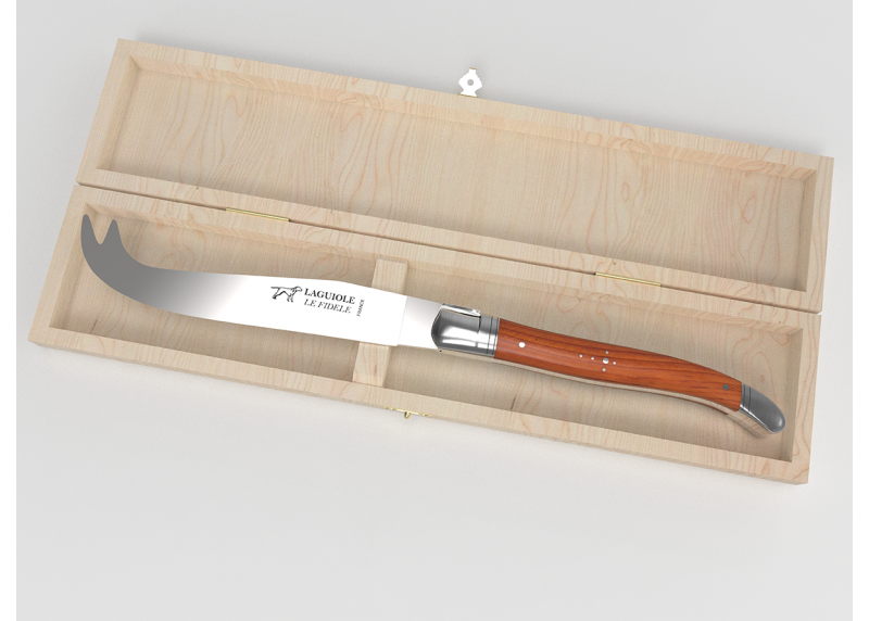 Couteau à fromage Laguiole avec un manche en bois d'If et mitres en acier inoxydable