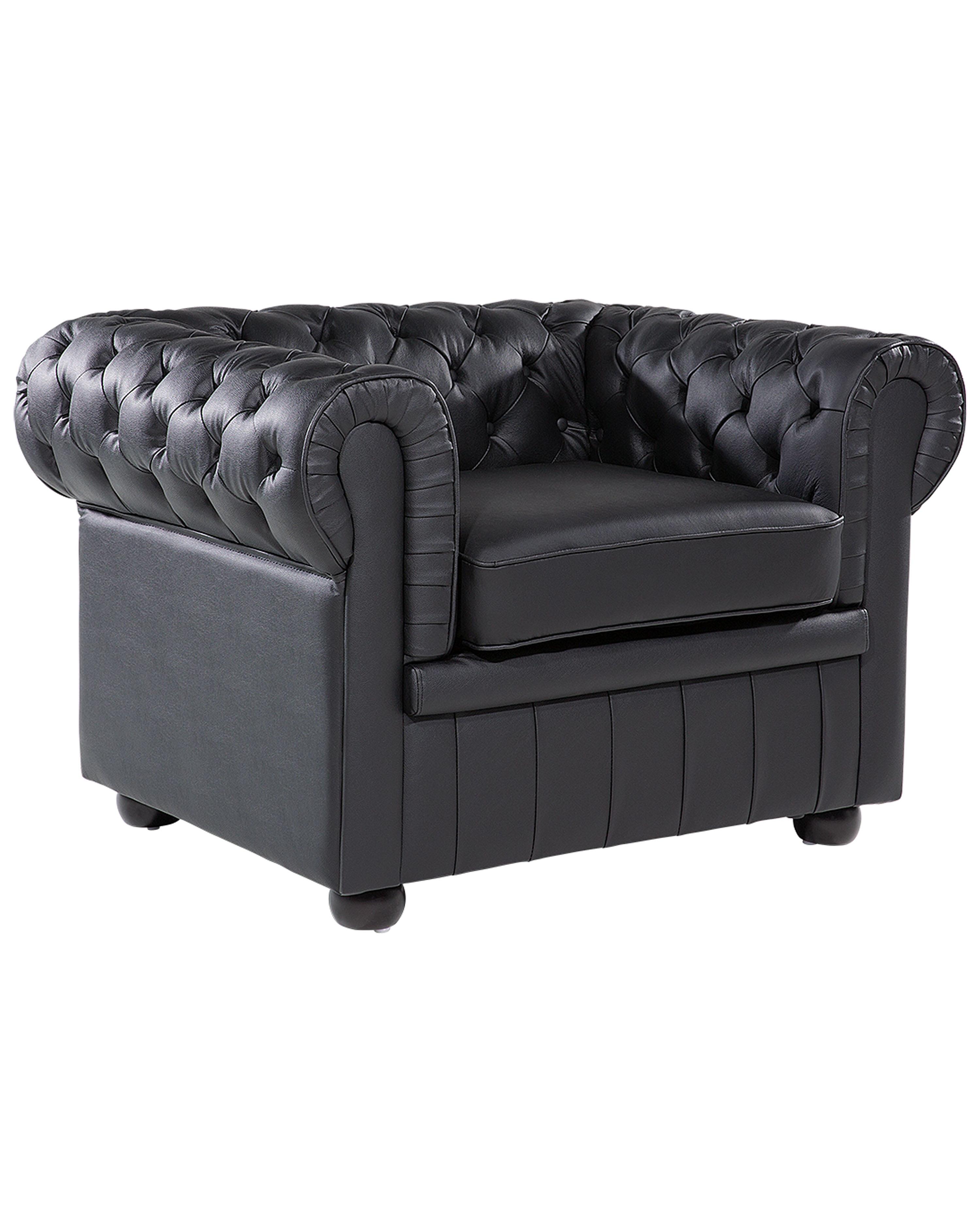 Fauteuil CHESTERFIELD Leer Zwart