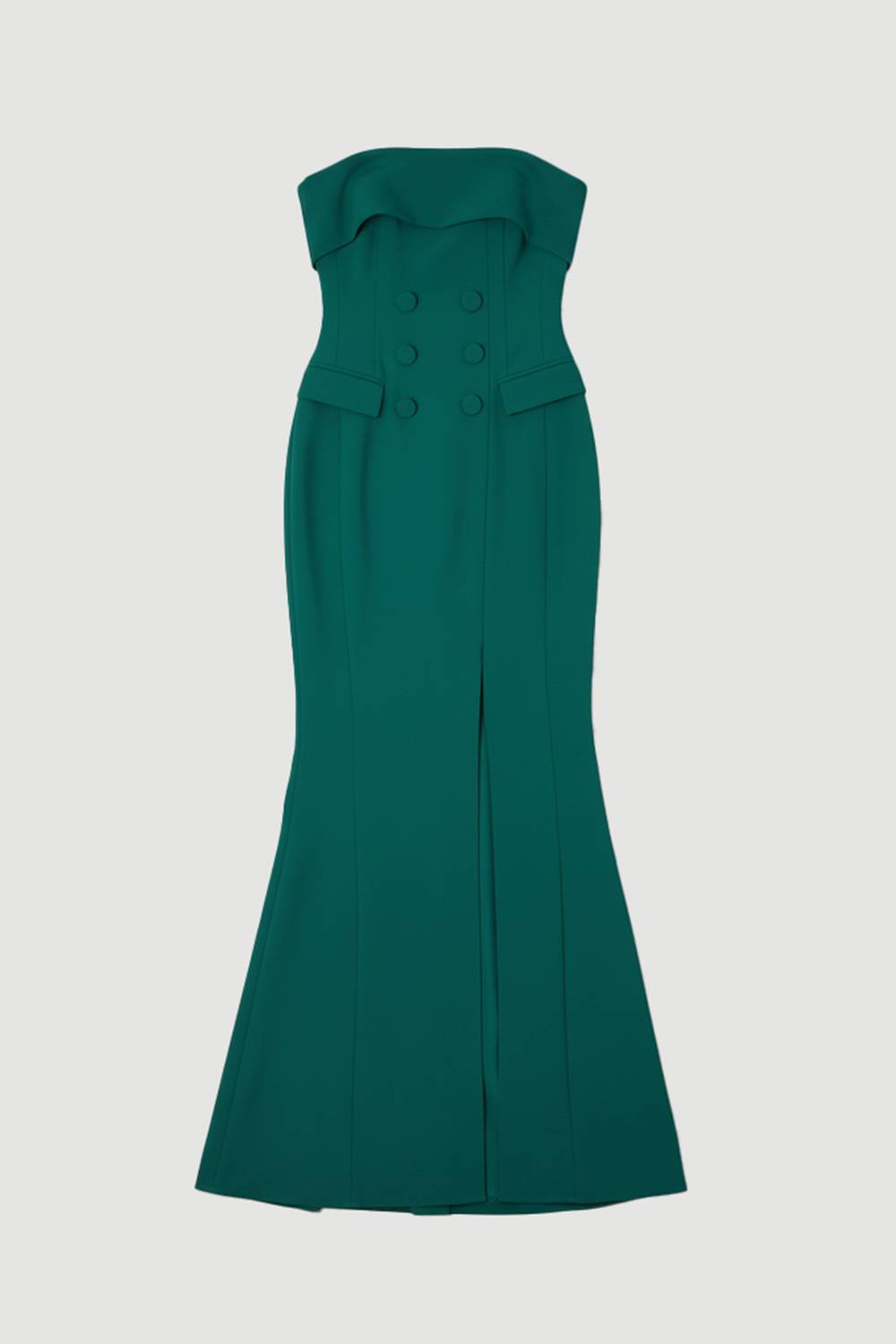 KarenMillen Robe Maxi Smoking Bandeau Ajustée Polie Petite Taille