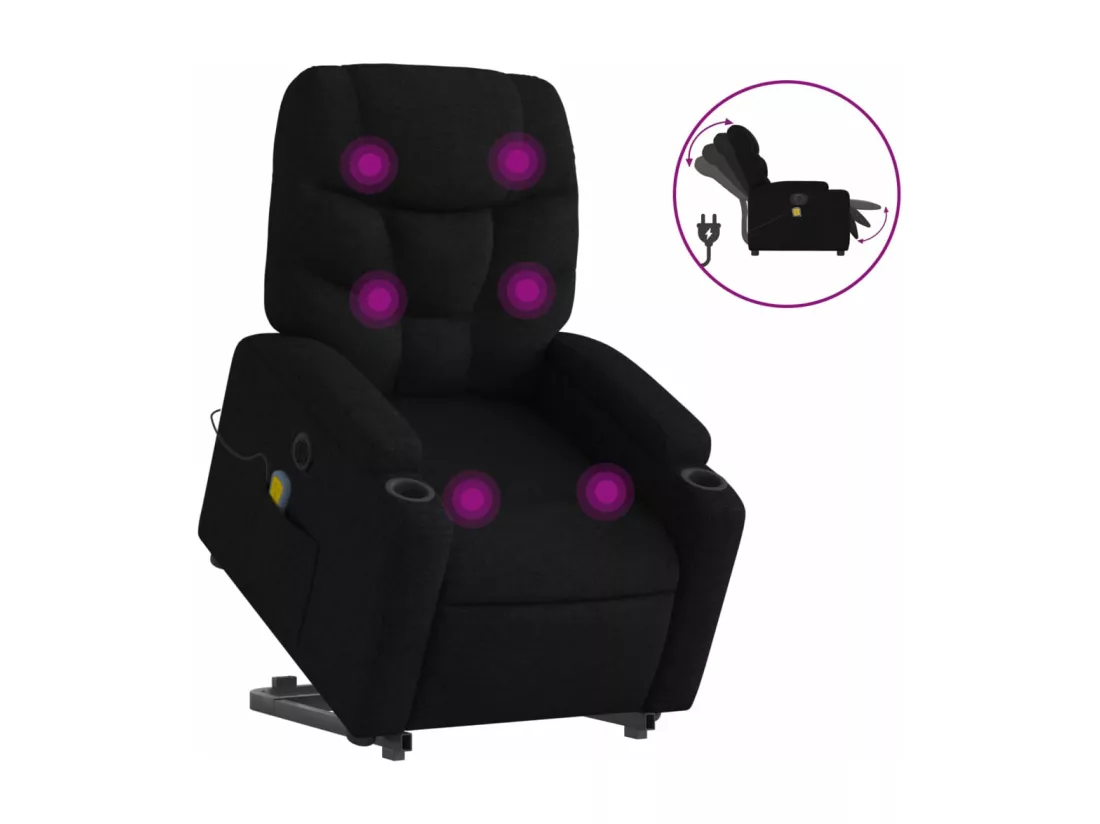 Fauteuil inclinable massant électrique Noir Tissu