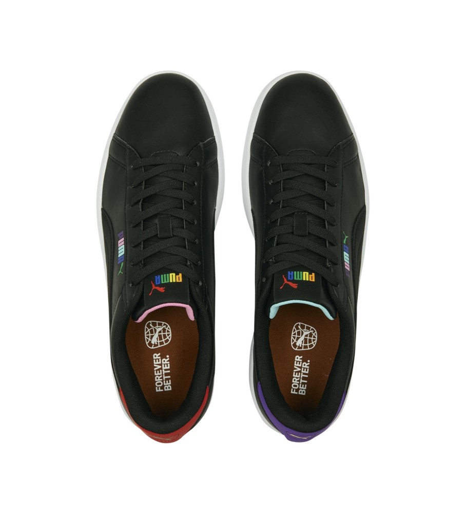 Tênis Puma Smash 3.0 LIL de couro - Preto