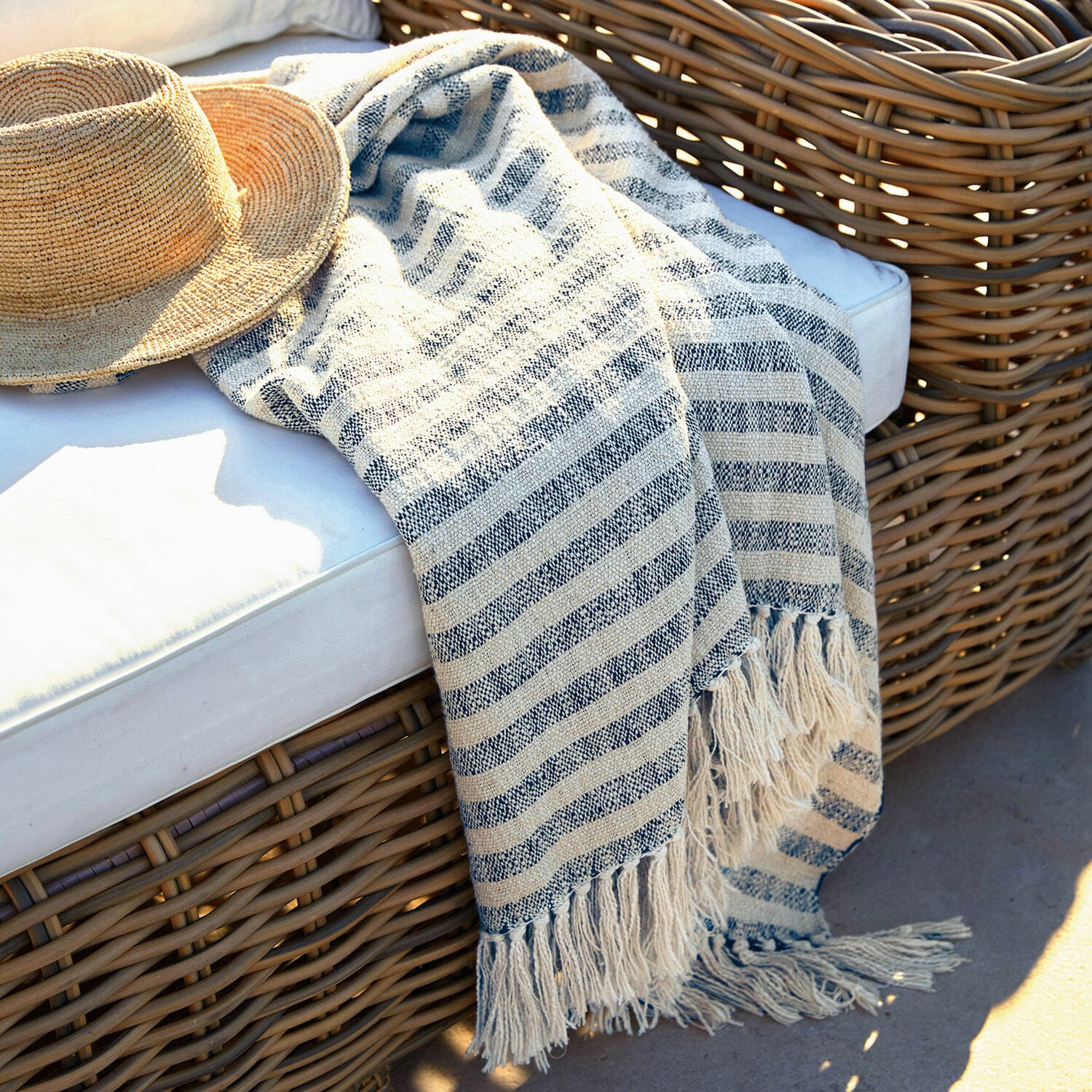 Plaid Marpent creme/blau