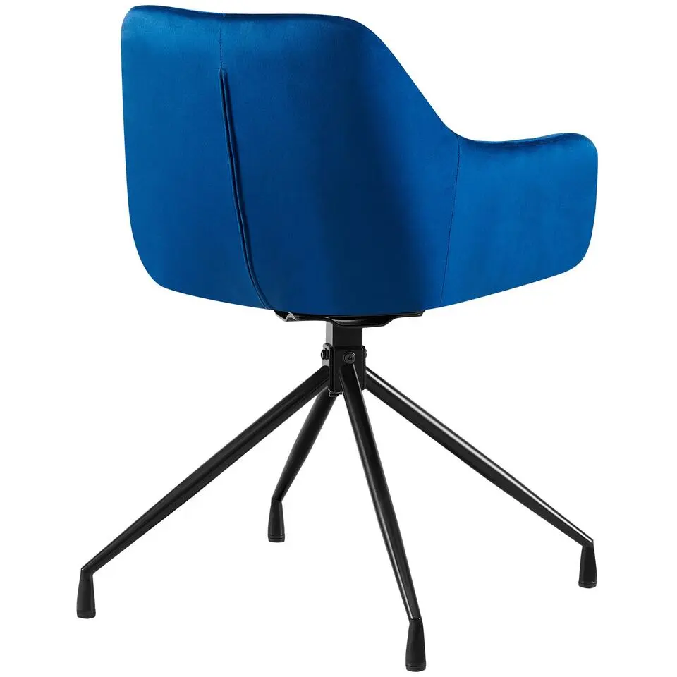 CLP Eetkamerstoel Welby zwart Frame - Fluweel - donkerblauw