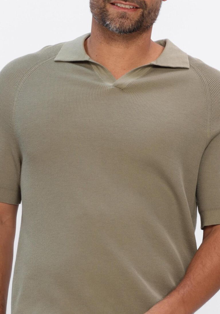 groene profuomo polo polo open collar rib