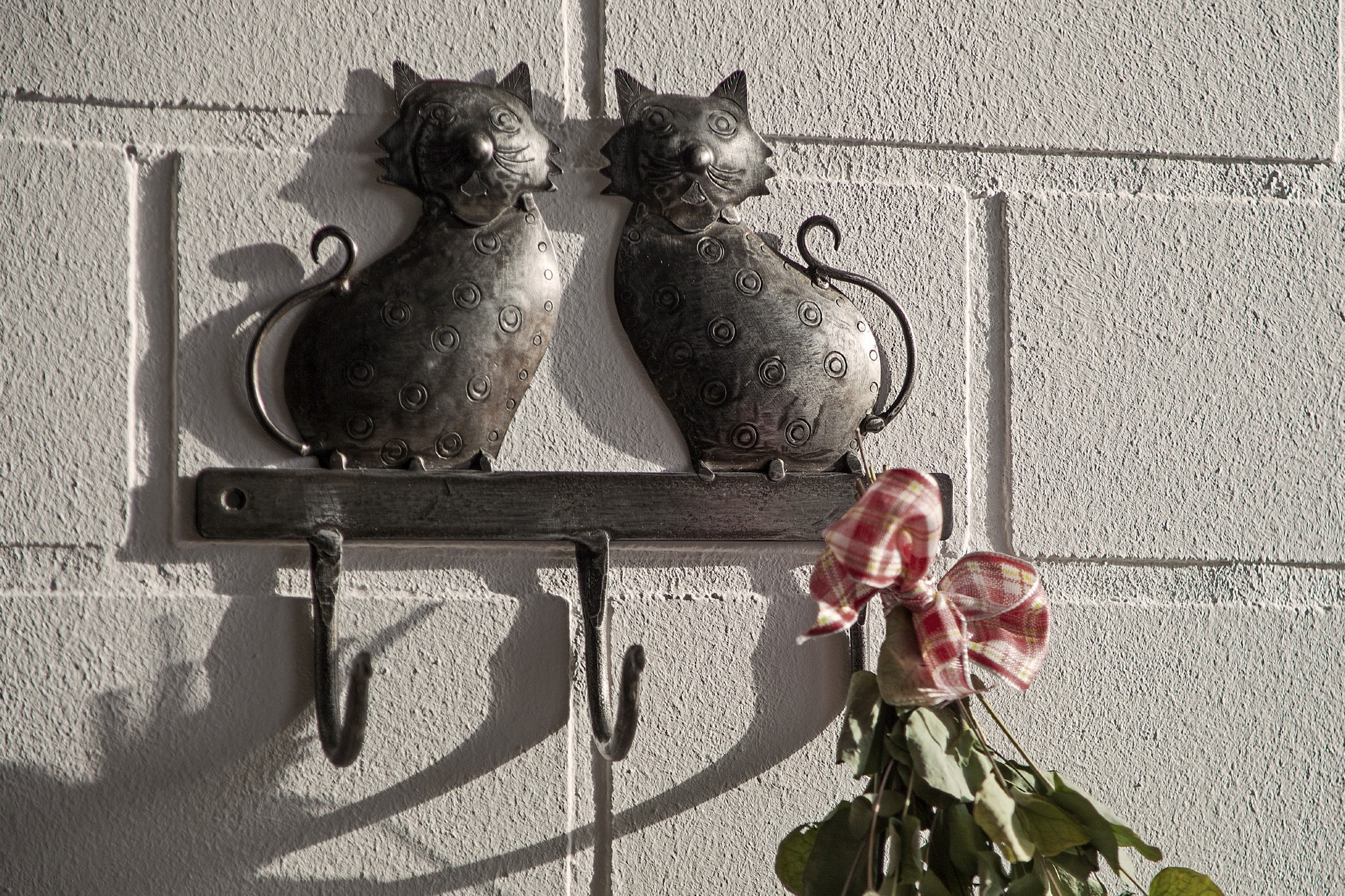 3er Wandhaken 'Katzen', Metall, B 23 cm, H 20 cm, T 4 cm von fischer's lagerhaus