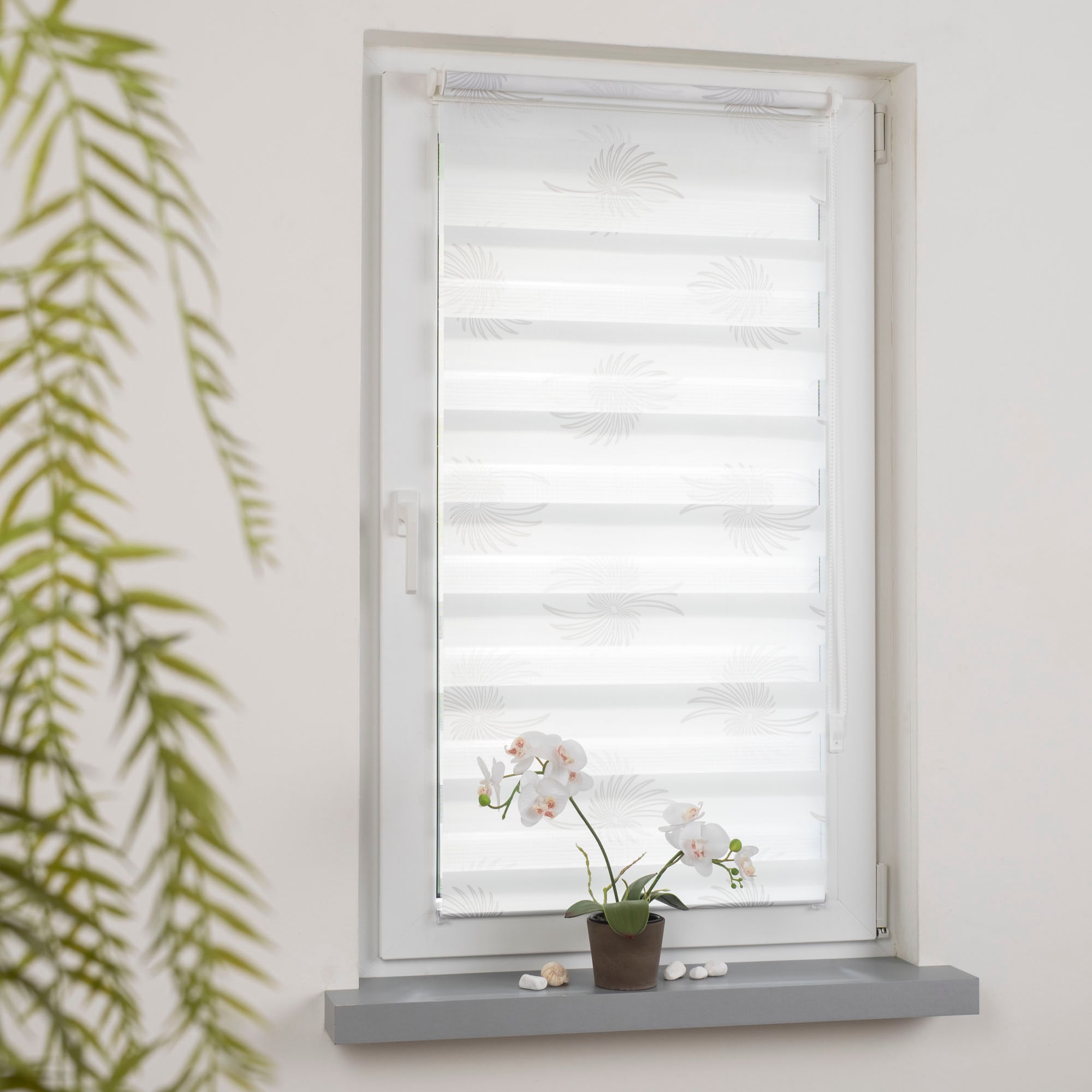 Liedeco Seitenzugrollo »Aster« Lichtschutz ohne Bohren freihängend Klemmfix-DUO-Rollo, Doppelrollo 