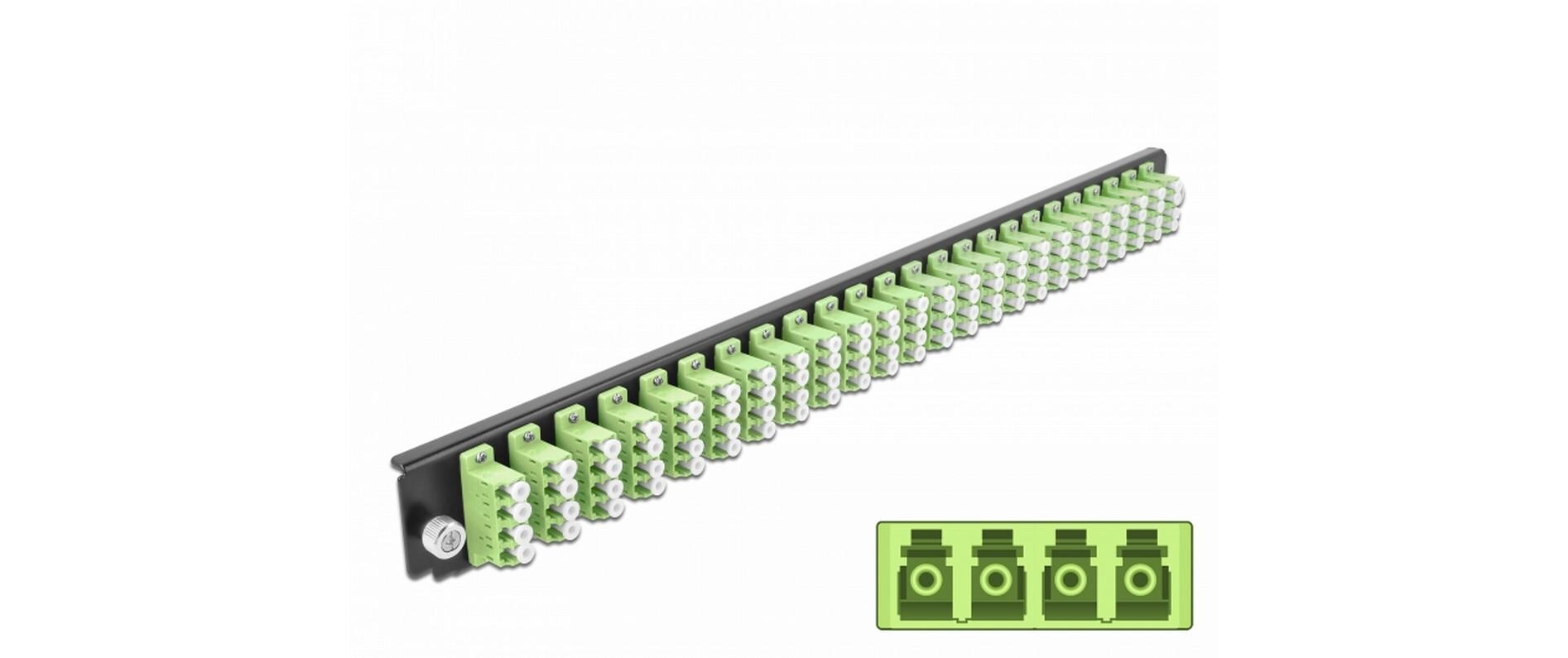 Verteilerplatte Frontblende 24 Port LC Quad OM5 MM lindgrünDelock 19″ Spleissbox Frontblende 24 Port LC Quad OM5 Multimode lindgrün