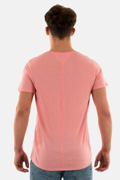 Tee shirt tommy jeans slim jaspe v neck tic tickled pink