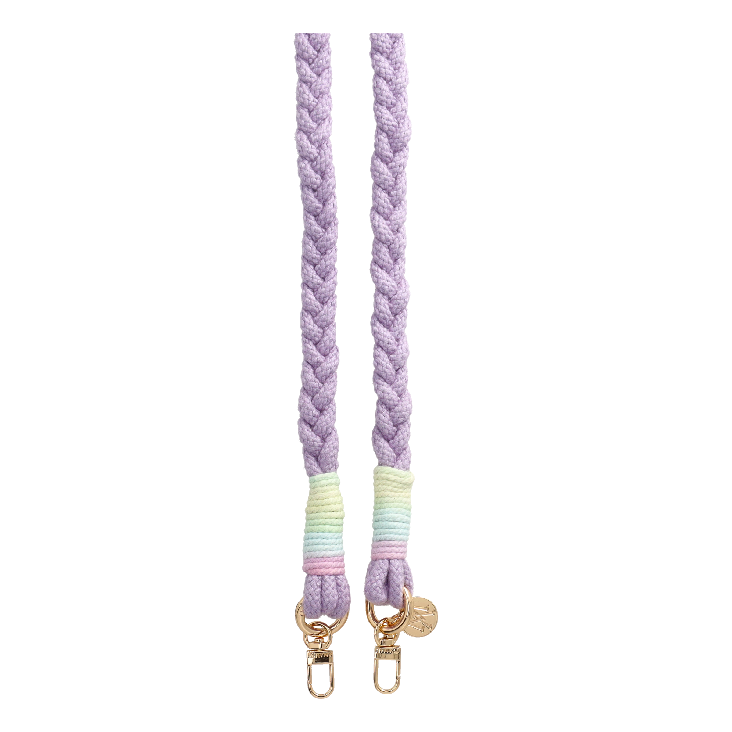 Handgemachte Handykordel Geflochtenes Umhängeband für Handyhüllen Gold - Lilac (Rainbow)