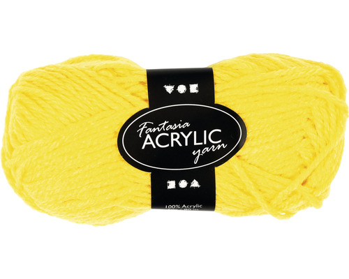 Geel acryl garen, lengte: 80m, 3-draads