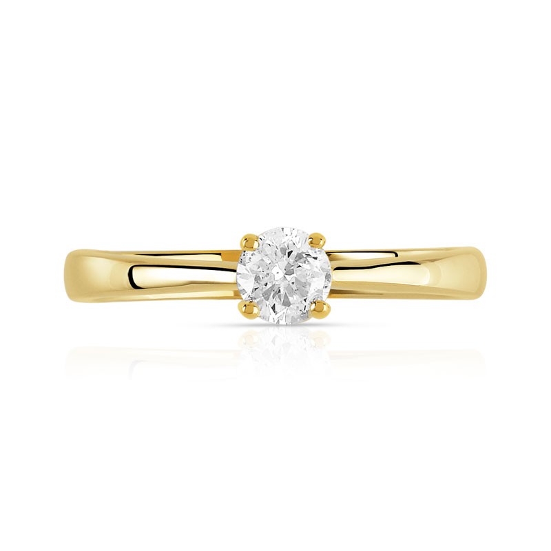 Solitaire or 750 jaune diamant 0,25 carat