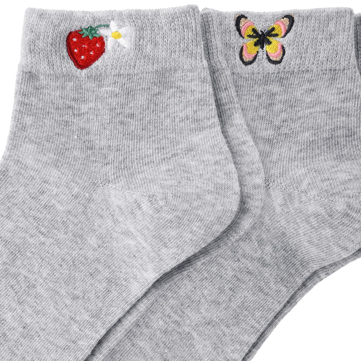 Gina Benotti 2 Paar Damen Sneaker-Socken mit Stickerei hellgrau