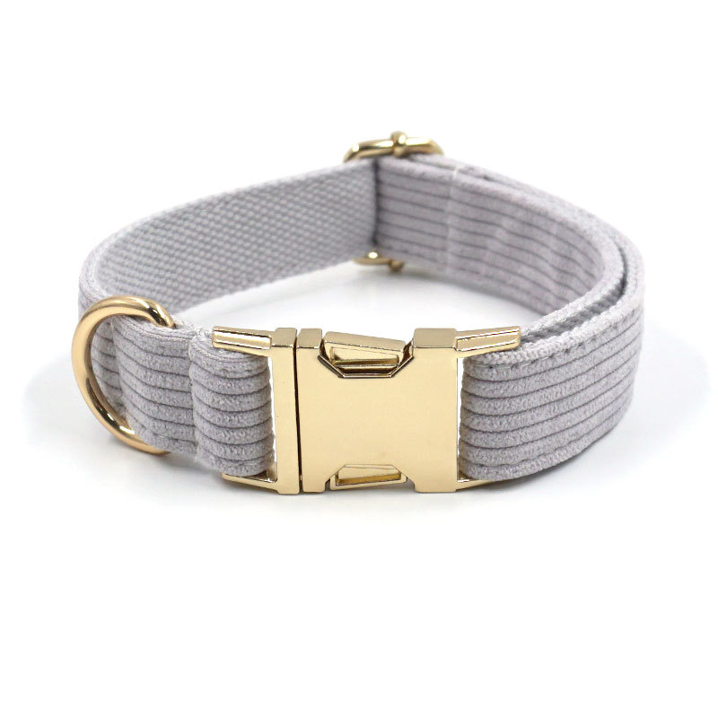 (Gr. S) Hunde Stoff Fliege Verstellbares Halsband mit Schleife   Abnehmbarer Leine - Grau