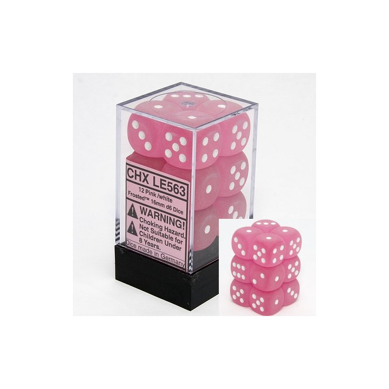Pack de 12 dés D6 * givré * ROSE