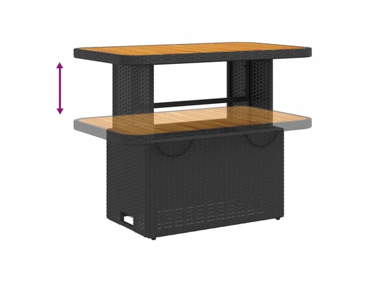 VIDAXL - Table de jardin noir 90x55x71 cm résine tressée et bois acac...