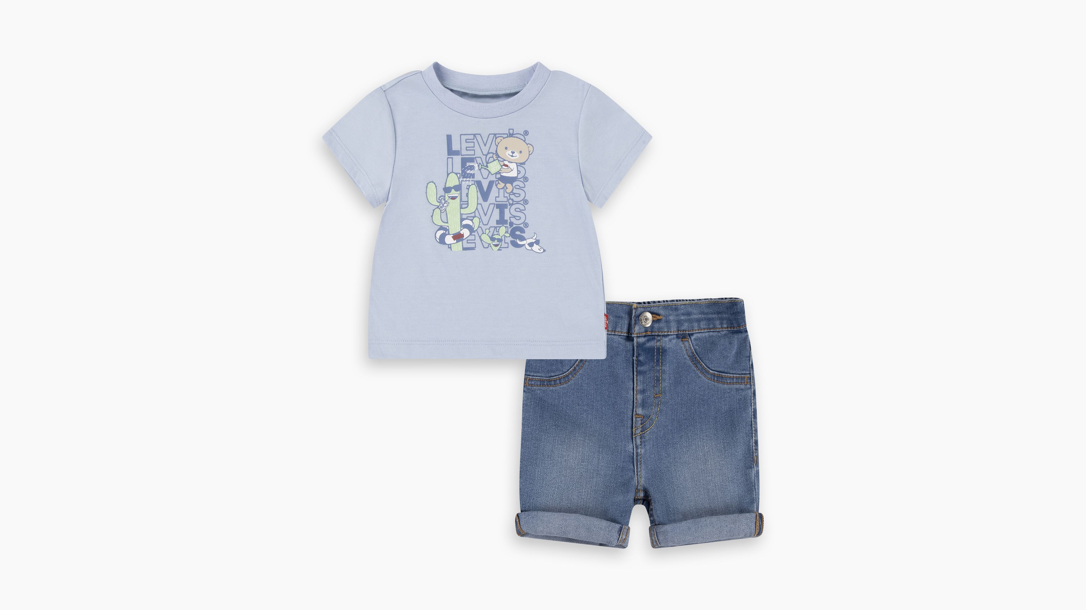 Bébé t-shirt logo et animaux à impression décalée - Niagra Mist - Bleu