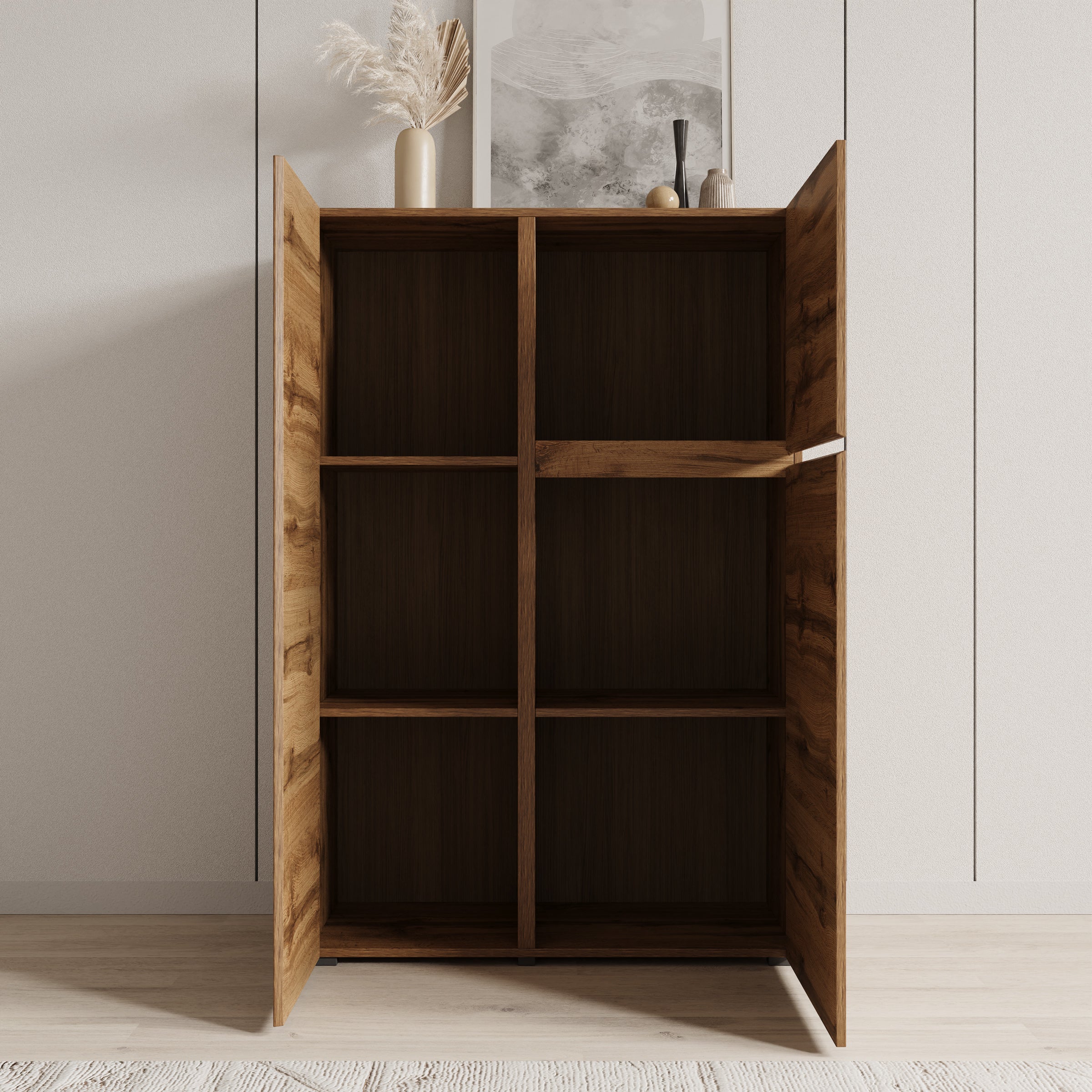 Aroji - Vitrinekast - Eikenpatroon - 92x40x139 cm