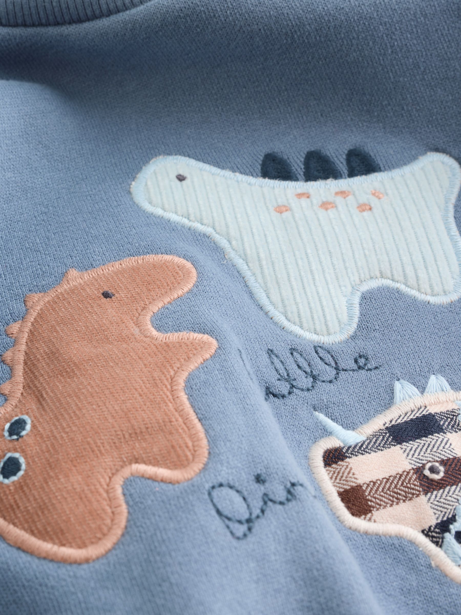 Blauw met dinosaurus - Set met baby-sweatshirt en legging (0mnd-3jr)