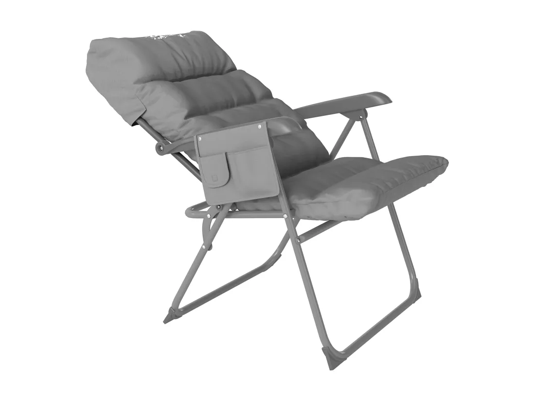 Chaise de camping pliante rembourrée inclinable grand confort gris