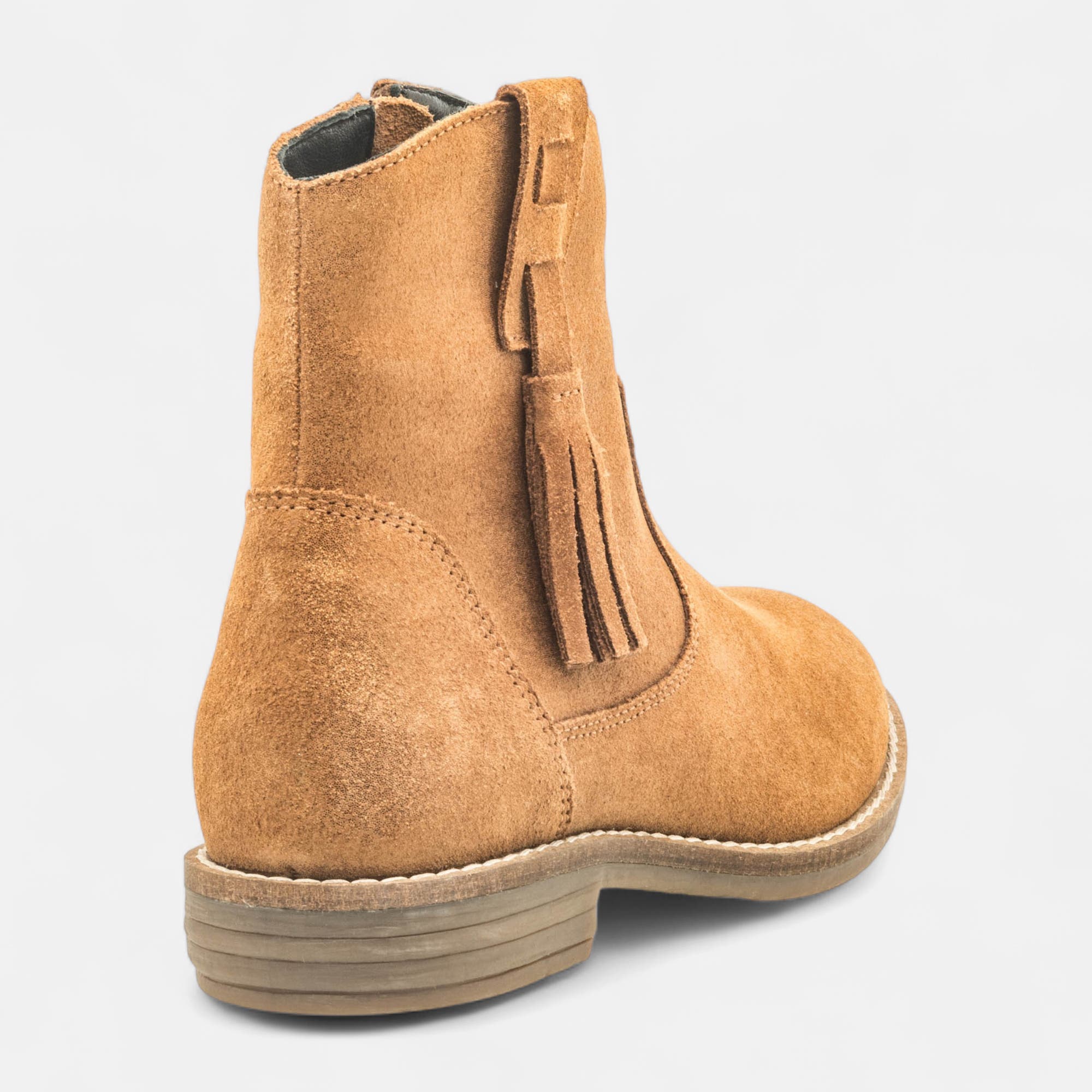 Bottines Fille en cuir cognac