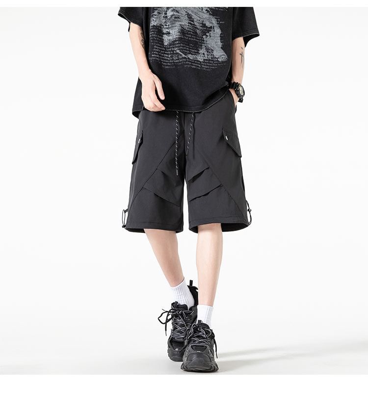 Cowpow - Mid Rise Plain Cargo Shorts