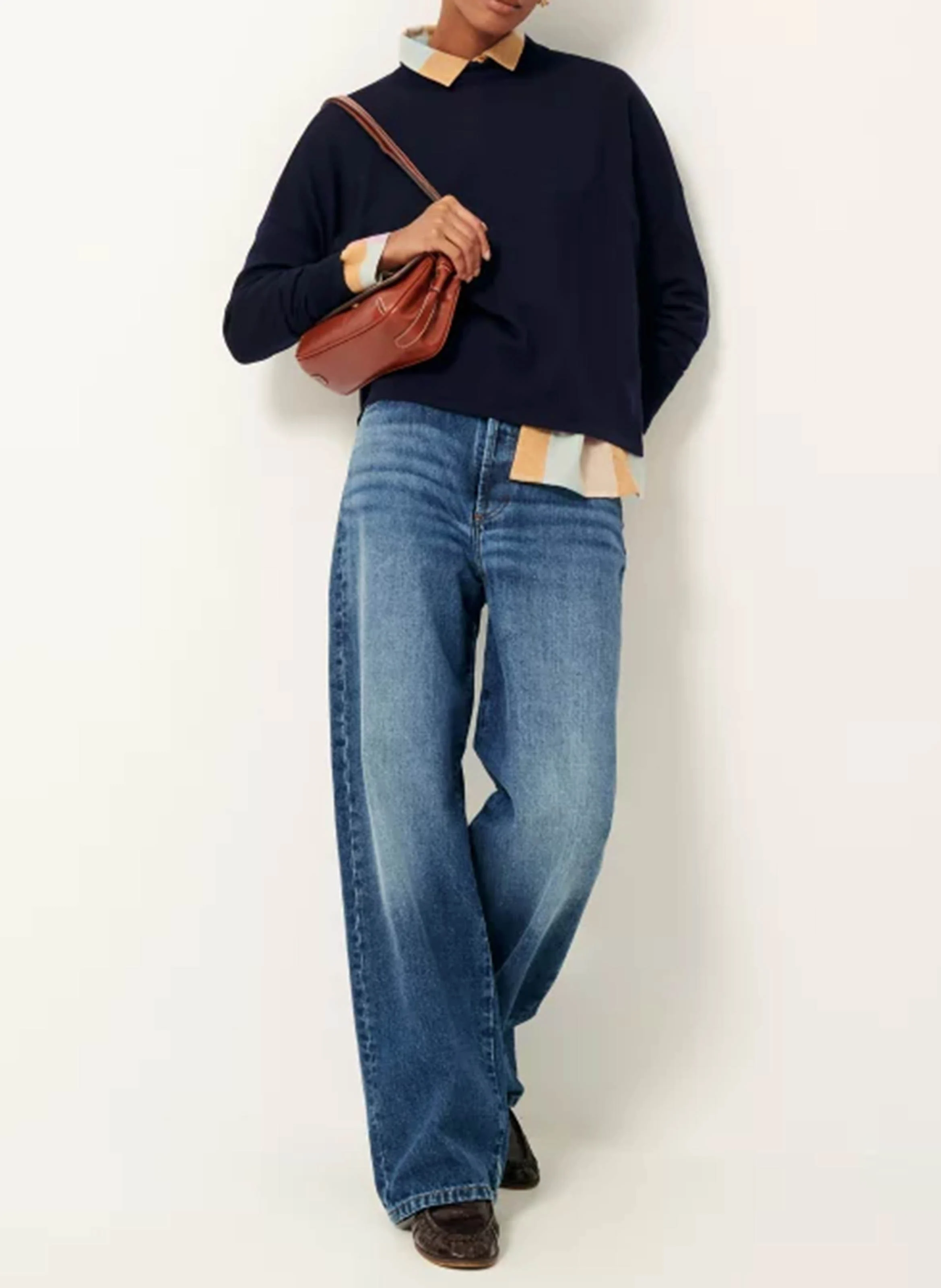 MASSA - Pull ample col montant en laine mérinos | Bleu