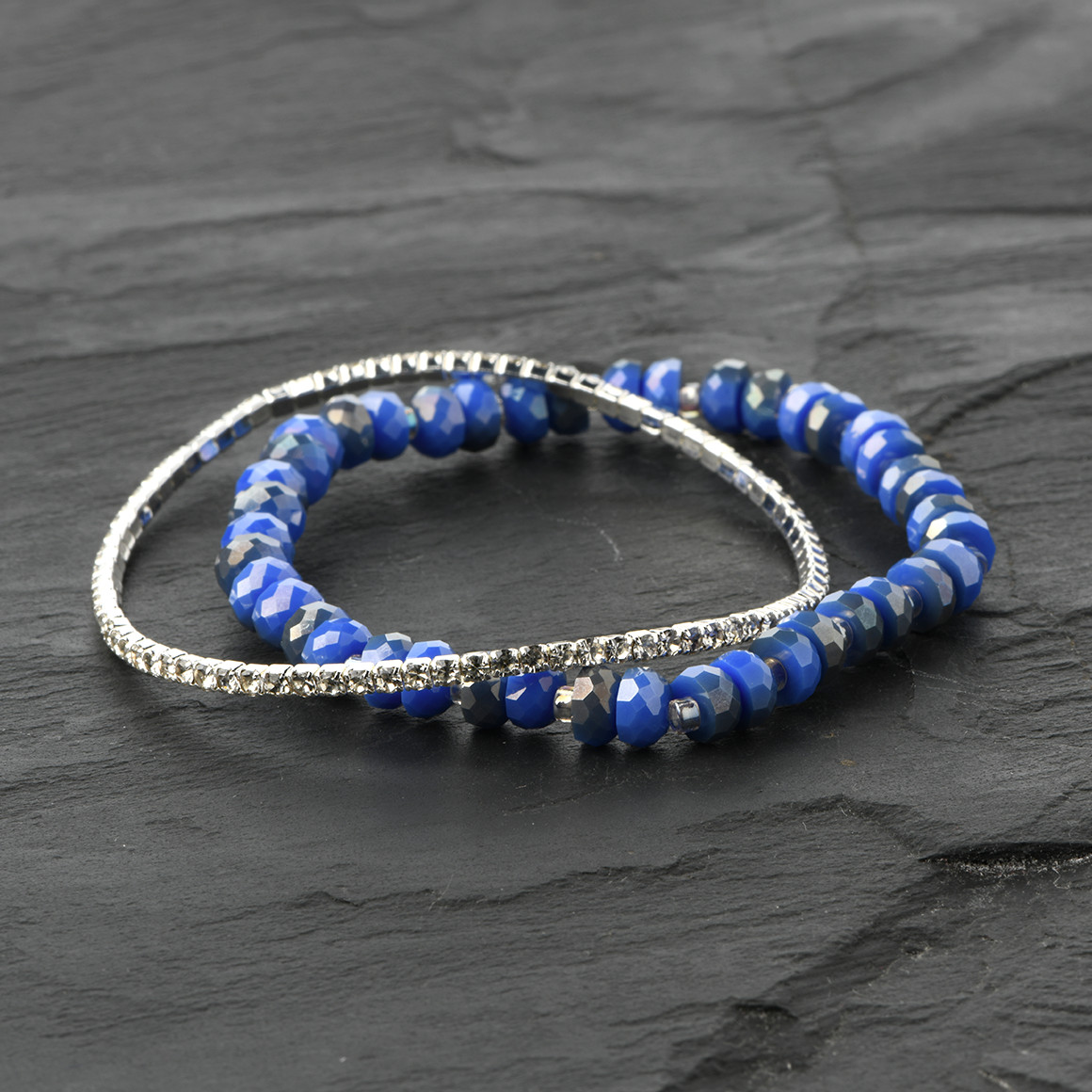 Gina Benotti 2 Damen Armbänder im Set blau / silber