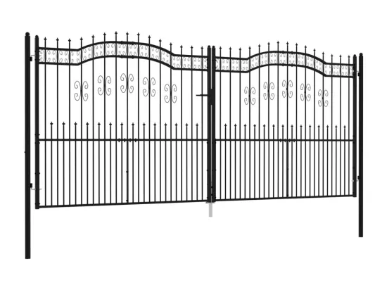 Portail et sommet de lance Noir 406x223 cm Acier enduit poudre