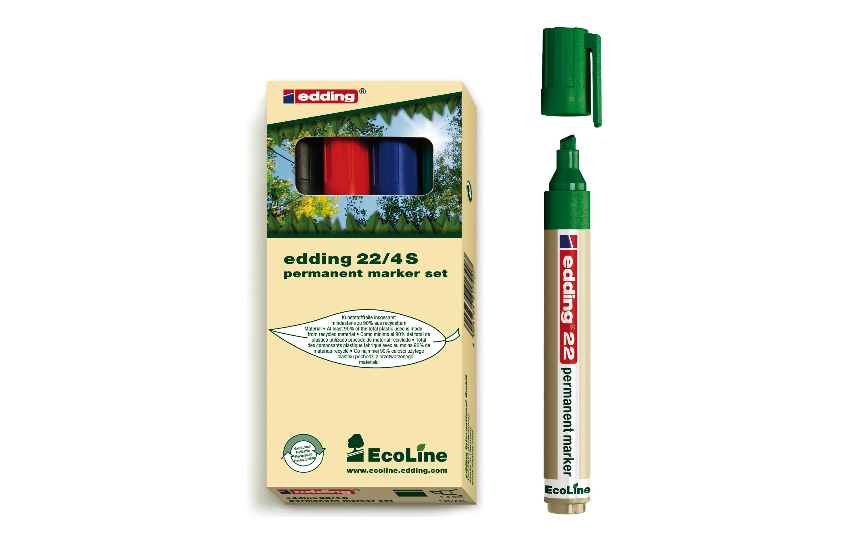 Permanent-Marker 22 EcoLine 4 Stück, MehrfarbigPermanentmarker zum Markieren und Beschriften