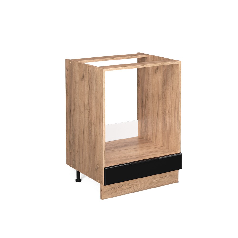 Vicco Herdschrank Küchenschrank Küchenmöbel Fame-Line Eiche Schwarz 60 cm modern Hochglanz