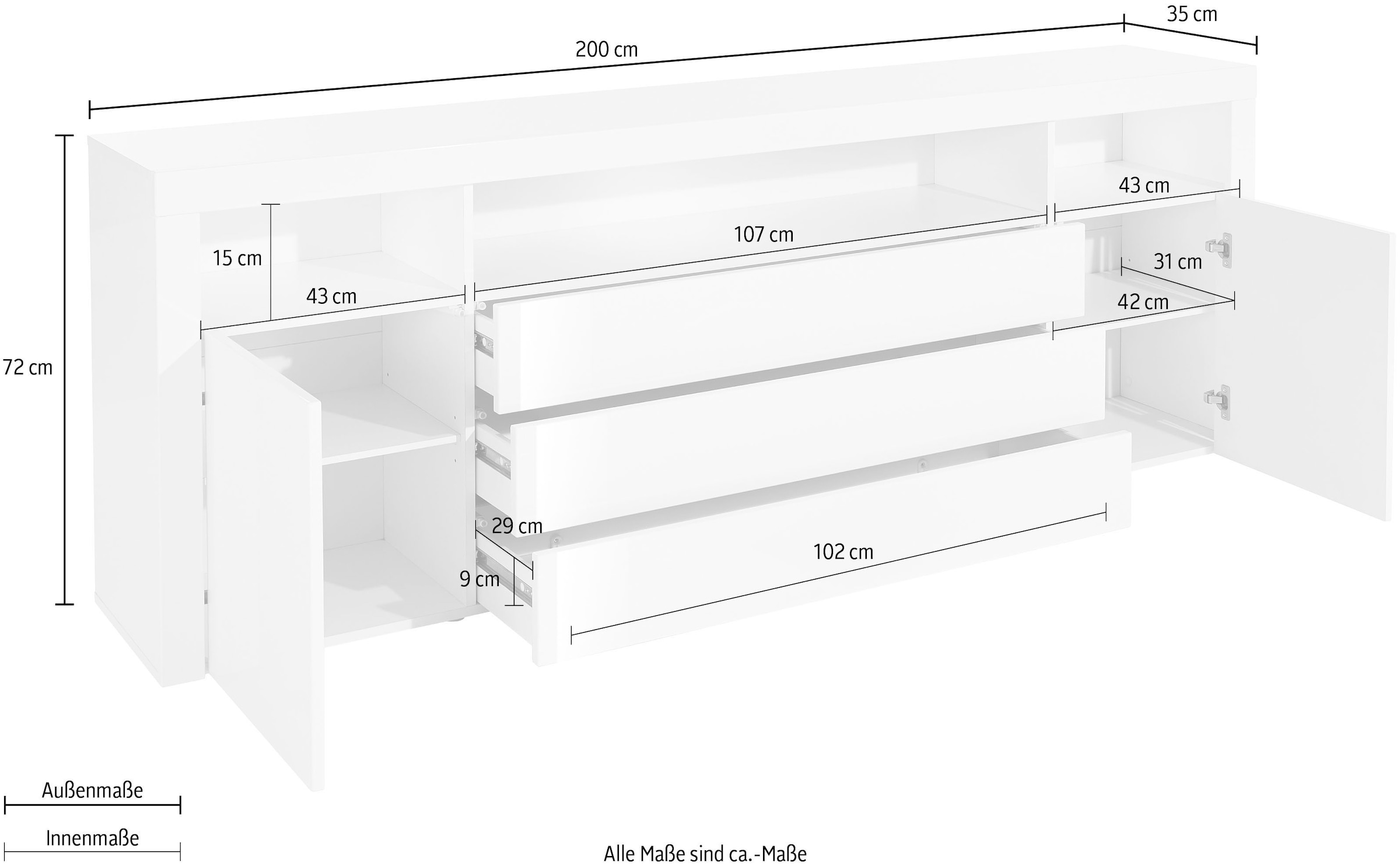 borchardt Möbel Sideboard »Santa Fe« Breite 200 cm