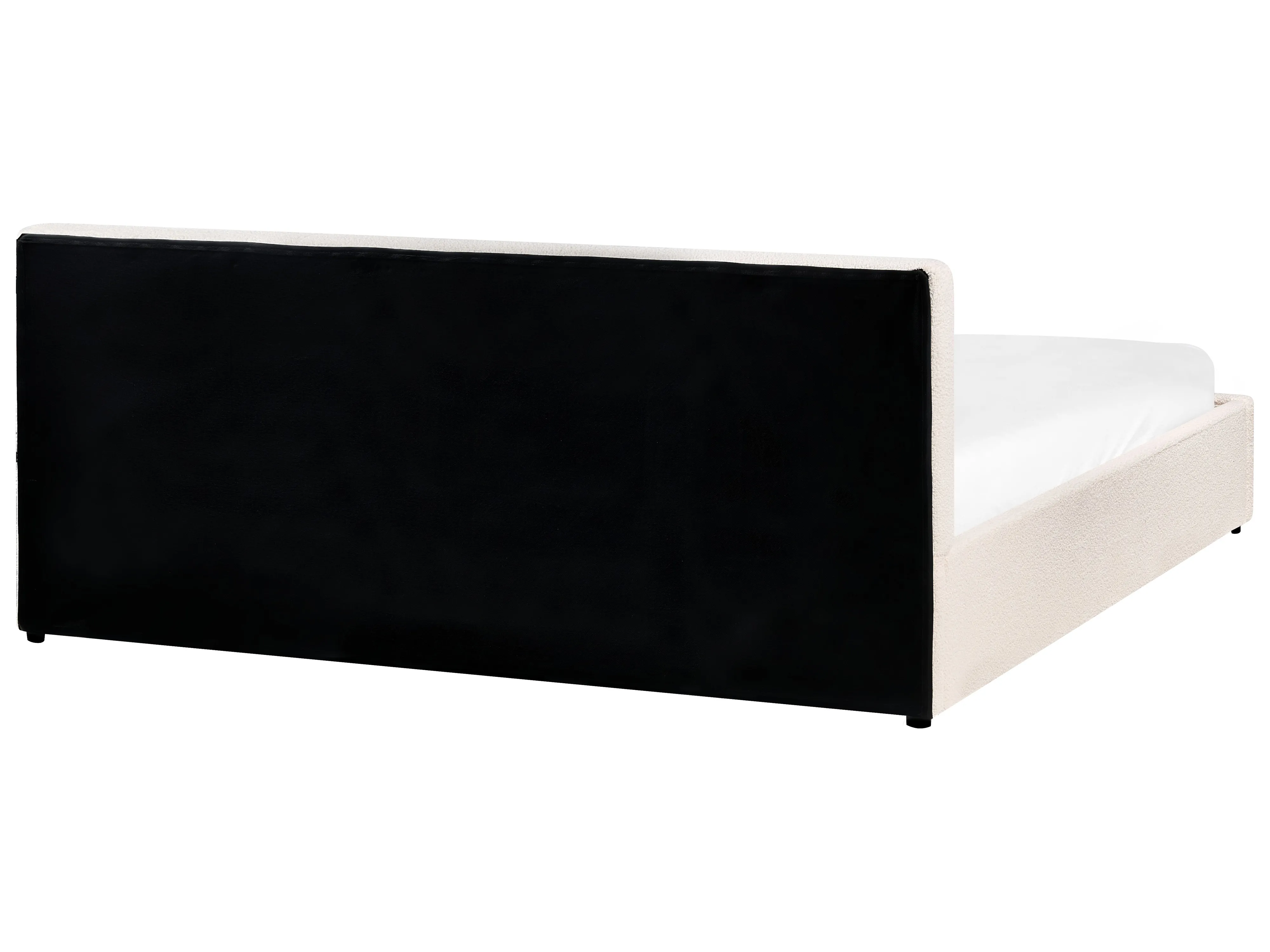 Bed met opbergruimte Bouclé BOUSSE 180 x 200 cm Gebroken wit