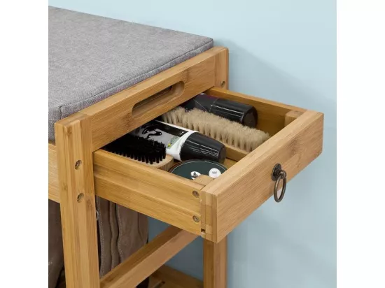 Étagère à Chaussures avec tiroirs Latéraux, Banquette Siège pour chausser, FSR47-N