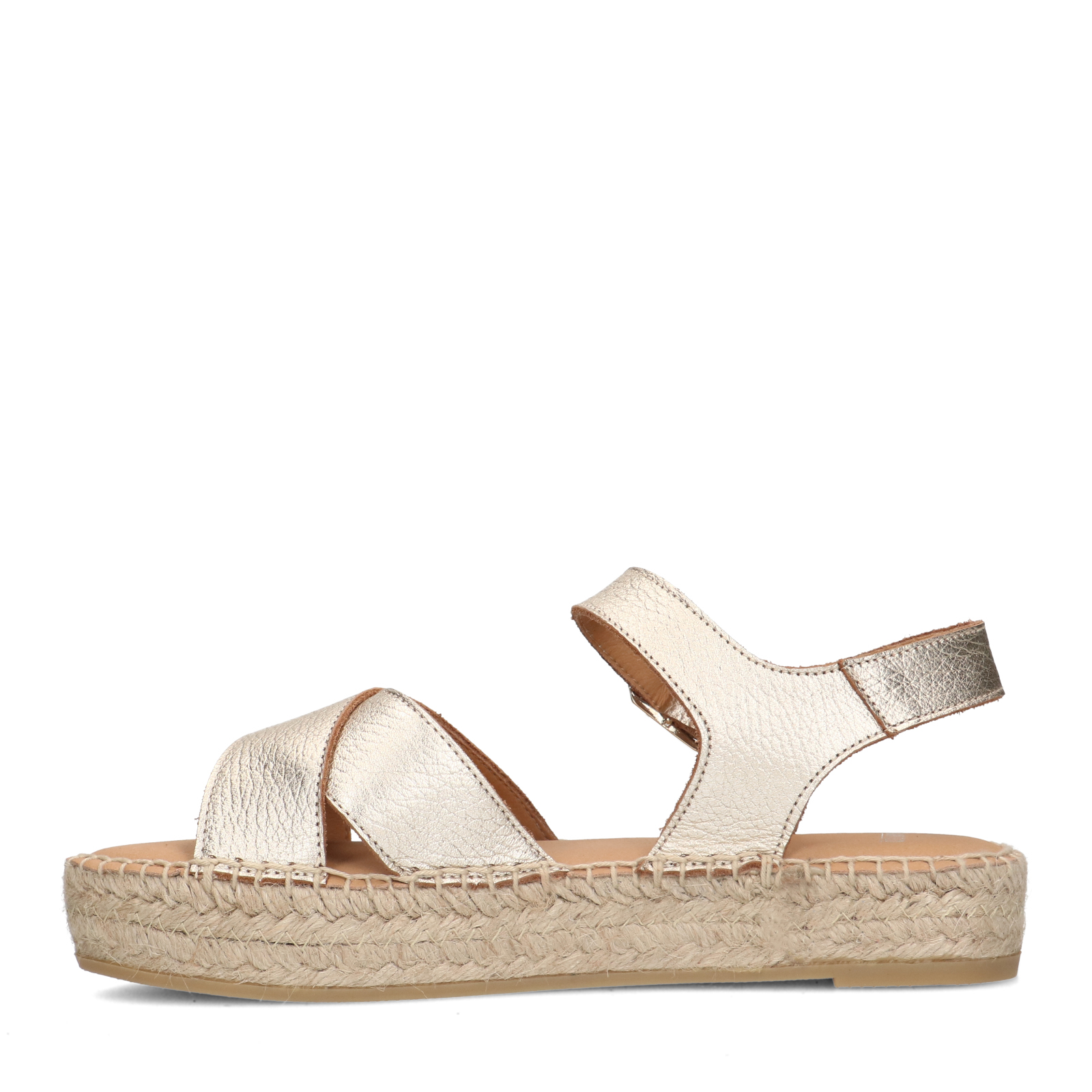 Gouden metallic sandalen met touwzool