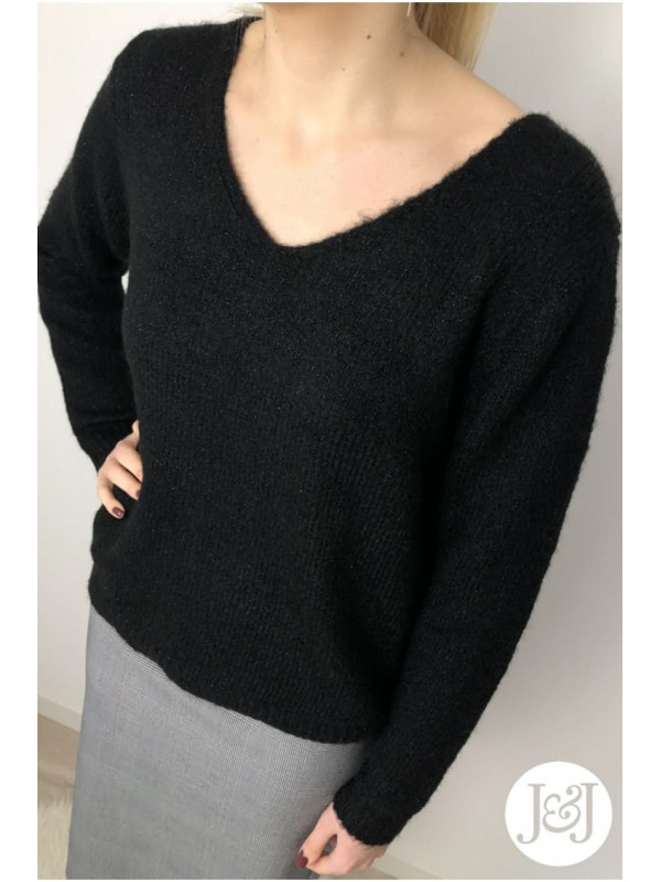 Pull dos dentelle noir « Taipei »