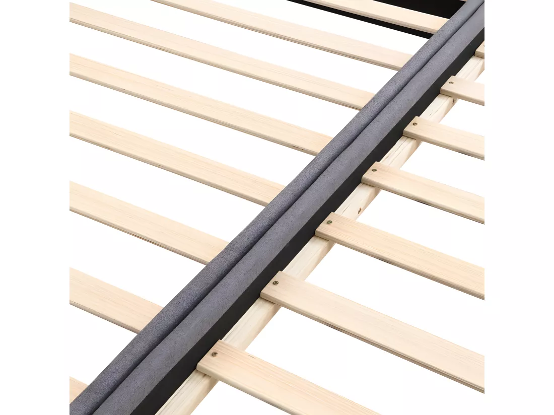 Lit gigogne multifonctionnel avec un lit pilant - 90x200 cm - tissu en lin - Gris