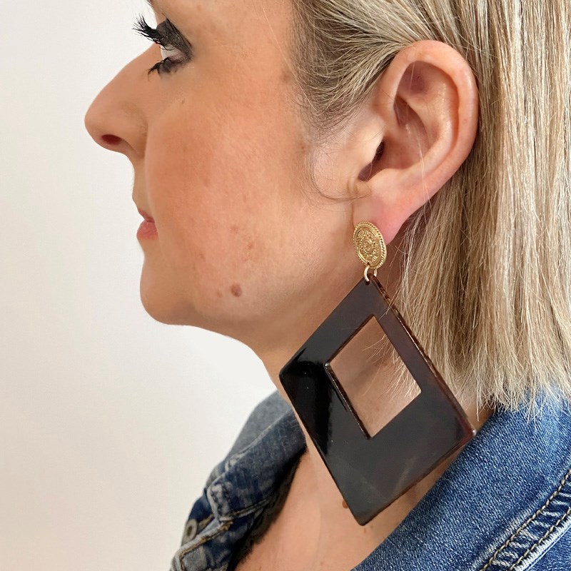 Boucles d'oreilles pendantes losange