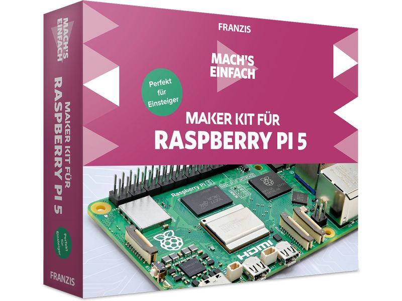 Franzis Maker Kit für Raspberry Pi 5 Deutsch Bausatz mit allen erforderlichen Komponenten und leicht verständlichen Anleitungen